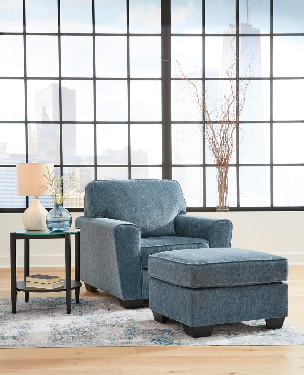 Signature Design by Ashley Cashton Modern Upholstered Chair, Blue