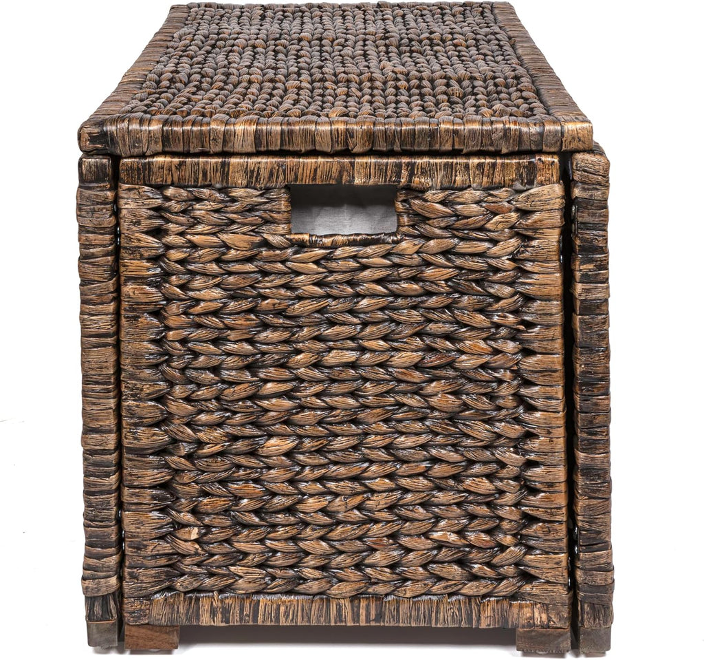happimess HPM9005B Anada 30' Handwoven Wicker Weave Storage Trunk, Brown Wash, Collapsible for flat storage, for Office, Dorm Room, Entryway, Bedroom, Dining Room