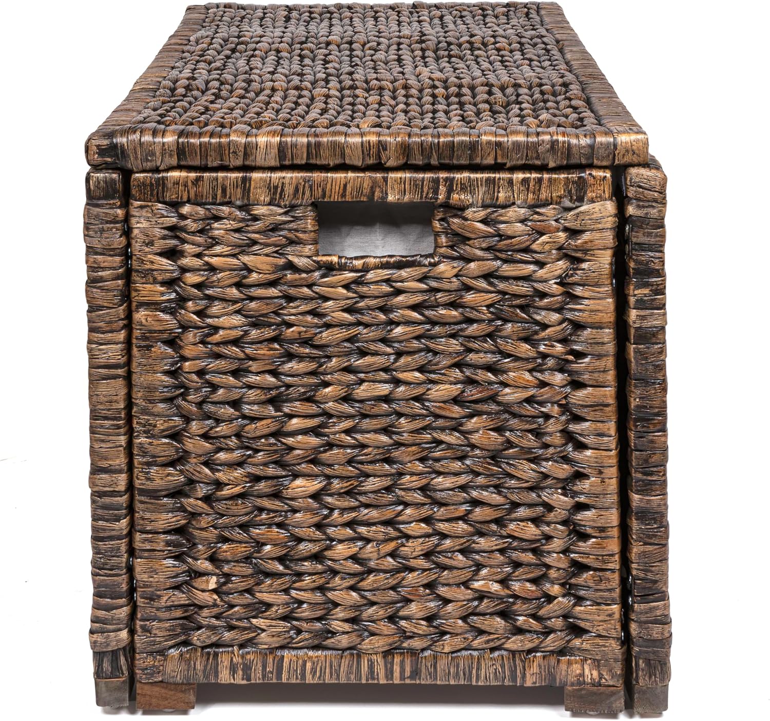 happimess HPM9005B Anada 30' Handwoven Wicker Weave Storage Trunk, Brown Wash, Collapsible for flat storage, for Office, Dorm Room, Entryway, Bedroom, Dining Room