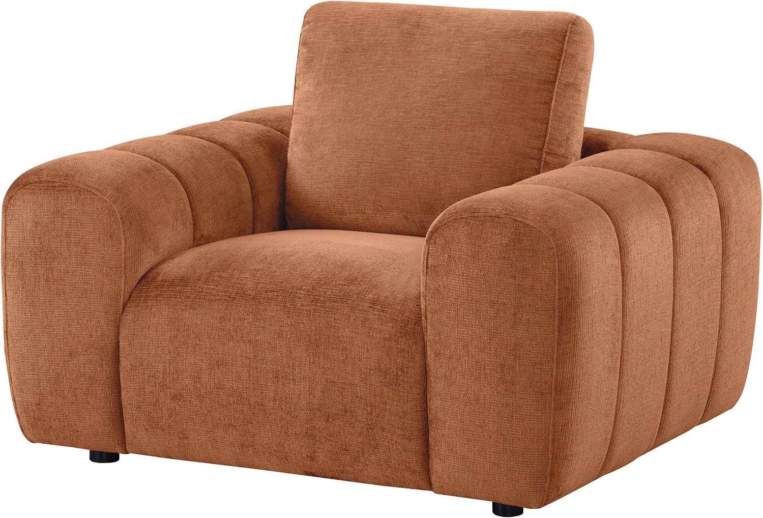 Coaster Home Furnishings - Burnett - Chenille Upholstered Accent Chair with Rounded Arms, Curved Shape, Attached Seat and Reversible Back Cushion - Living Room - Burnt Orange - 504953