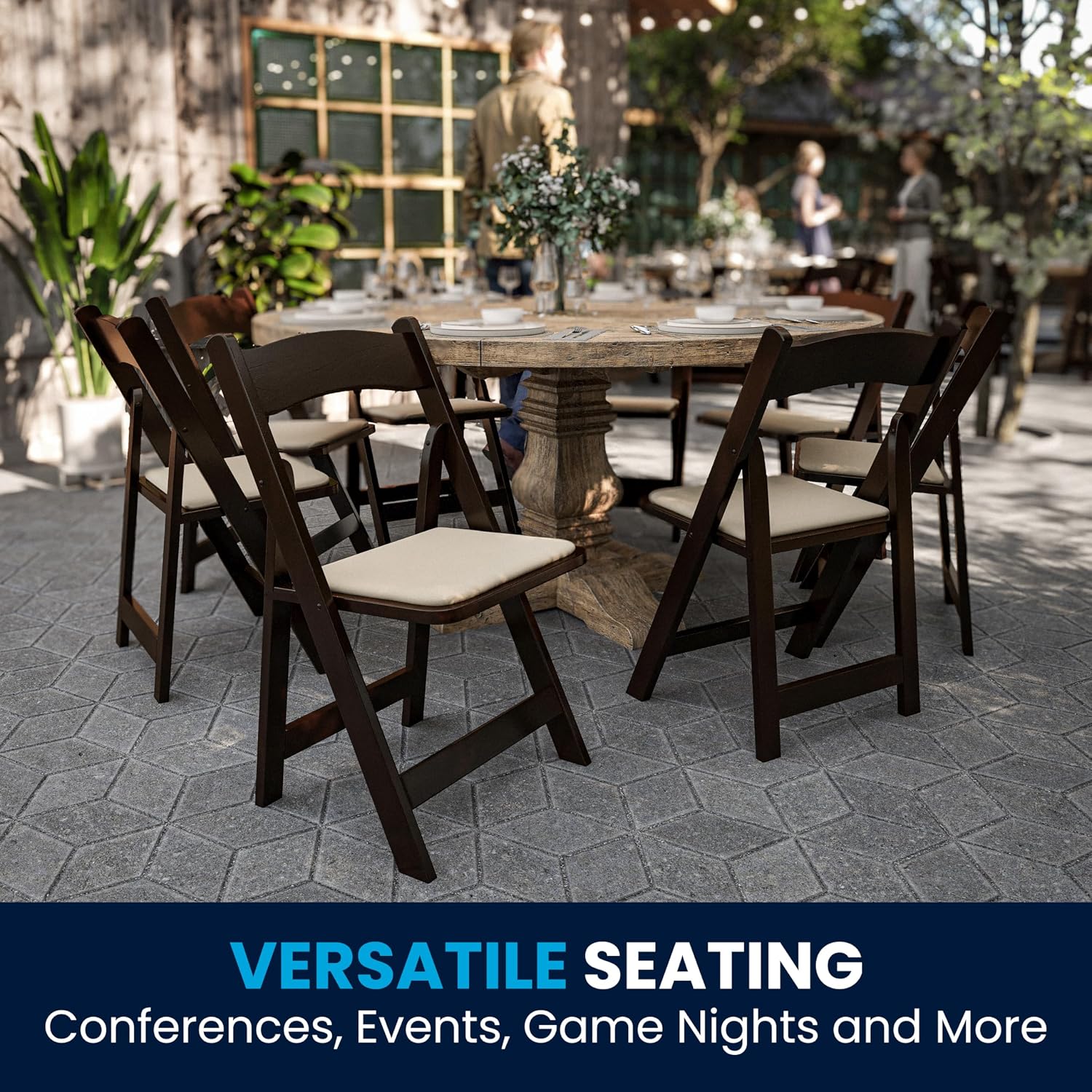 Flash Furniture HERCULES Series Fruitwood Wood Folding Chair with Vinyl Padded Seat