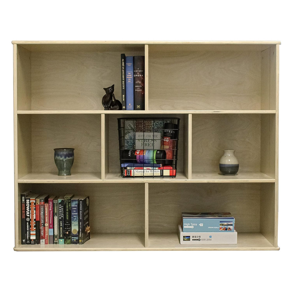FDP Birch 7-Compartment Storage Cabinet 36 inch Height Organize Books, Toys, Games, Art Supplies, Durable, Sturdy Furniture for Home, Daycare, Preschool, Montessori Classroom - Natural, 13137-NT