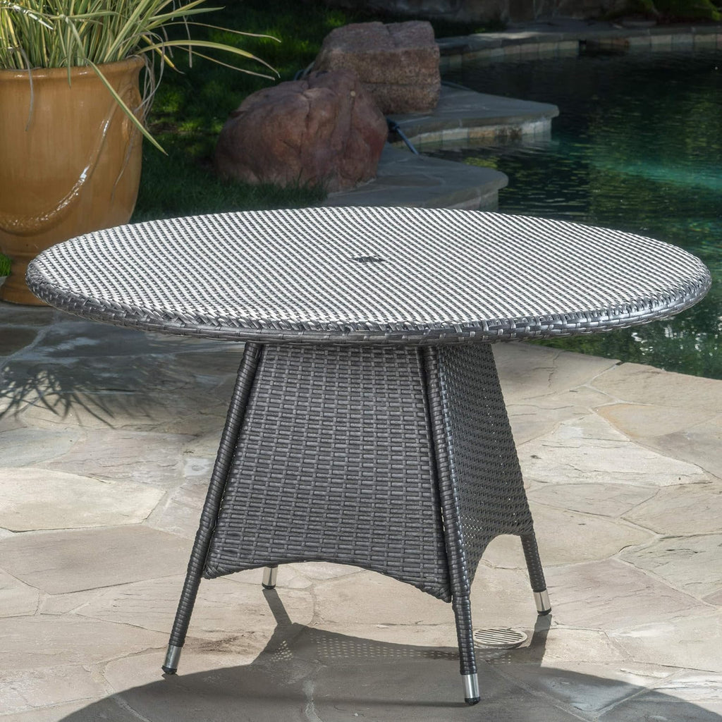 Christopher Knight Home Corsica Wicker Round Dining Table, Grey