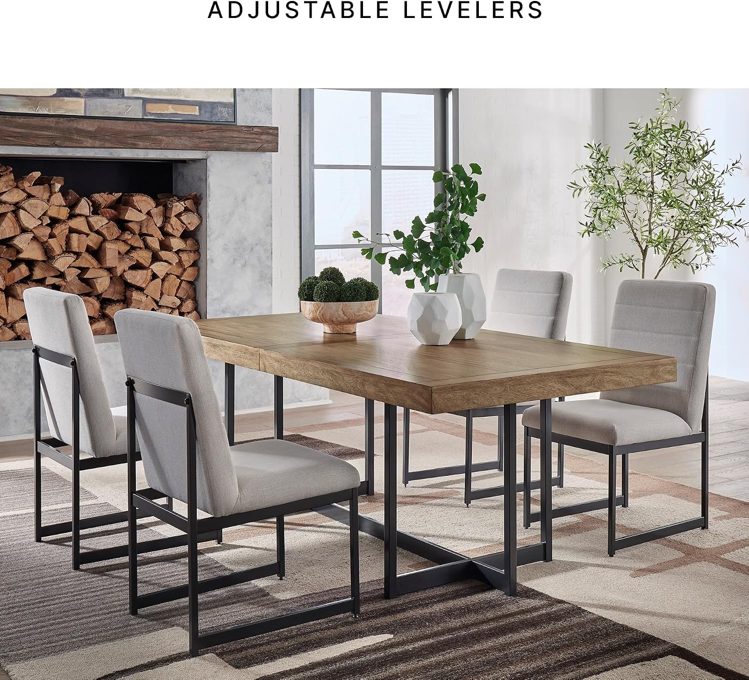 Signature Design by Ashley Tomtyn Modern Upholstered Dining Chairs, Set of 2, Light Brown & Black