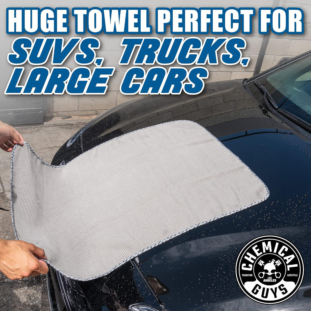 Chemical Guys Waffle Weave Gray Matter Microfiber Drying Towel - 25' x 36',Premium Blend Microfiber Towel with Soft-Banded Edging for Scratch-Free Car Drying,Ultra Absorbent,(Pack of 12)