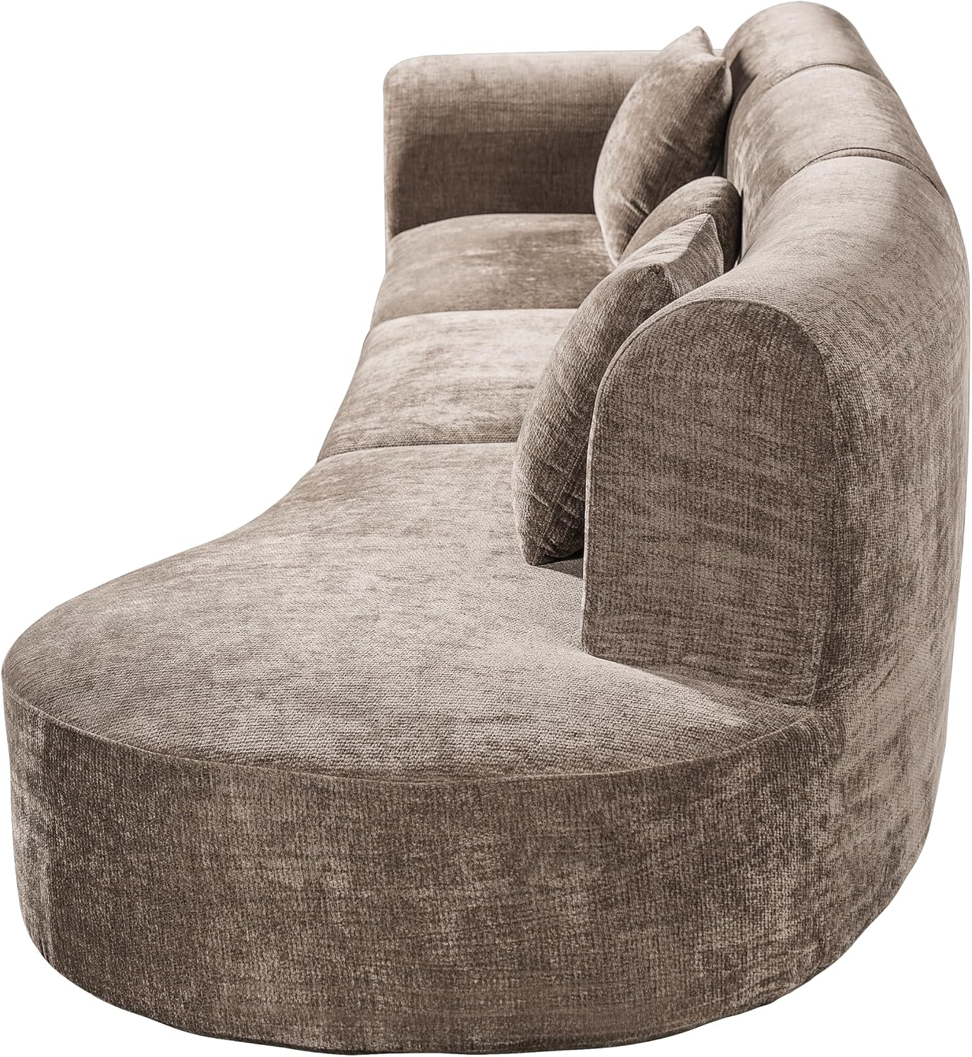 Christopher Knight Home Grelyn 140' Modular Sectional Sofa Couch, Wool Fabric Boneless Cloud Couch, Fully Compressed Home Sofa Living Room, 3-Piece Lounge Sofa with Chaise, Fully Assembled, Brown