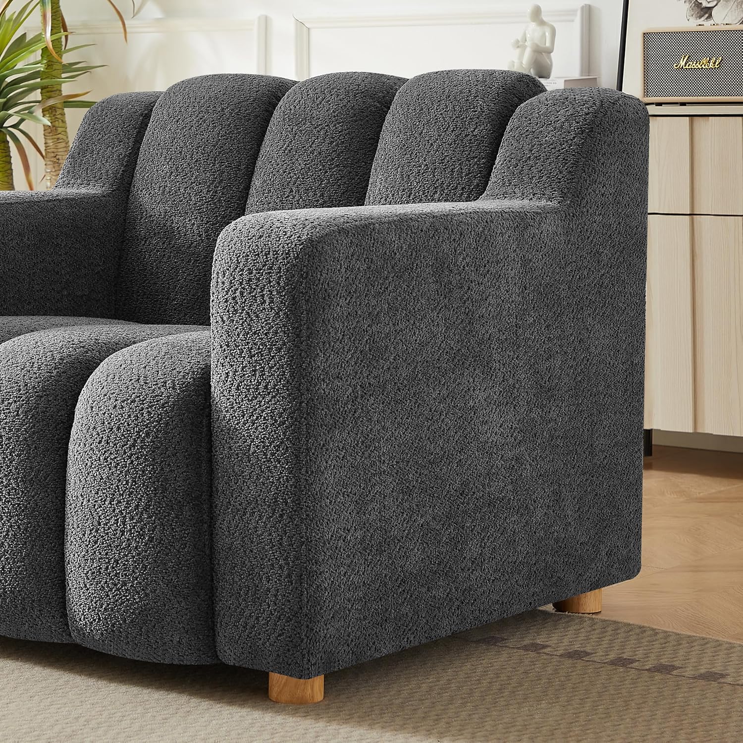 Mofolit Modern Accent Chair w/Chenille Fabric, 40' Wide Upholstered Single Sofa Armchair w/Deep seat for Bedroom,Apartment,Living Room Reading Room (1, Dark Gray)