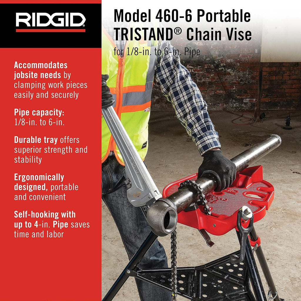 Ridgid 36273 Portable Tristand Chain Vise, Red