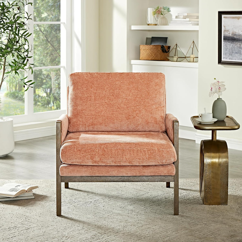 Roundhill Furniture Kelly Mid-Century Modern Accent Armchair, Orange