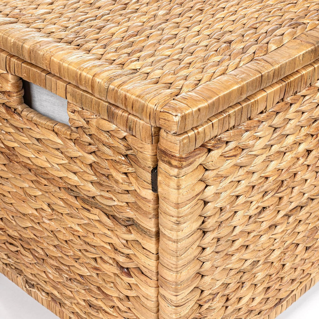 happimess HPM9005A Anada Wicker Weave 30' Storage Trunk, Wooden Frame/Water Hyacinth, Farmhouse, Transitional, Coastal, Rustic for Office, Dorm Room, Living-Room, Bedroom, Dining-Room, Natural