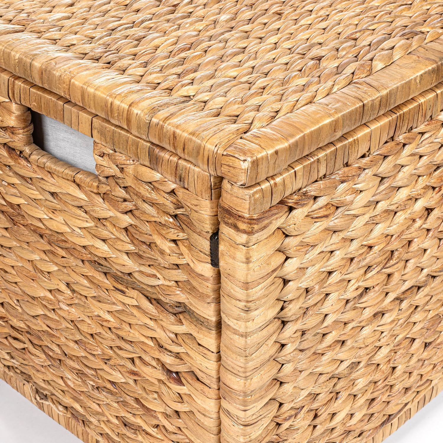 happimess HPM9005A Anada Wicker Weave 30' Storage Trunk, Wooden Frame/Water Hyacinth, Farmhouse, Transitional, Coastal, Rustic for Office, Dorm Room, Living-Room, Bedroom, Dining-Room, Natural