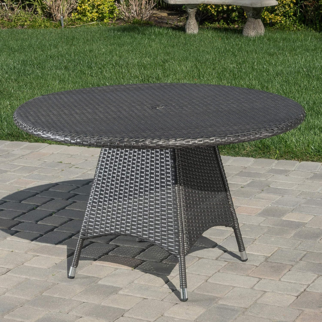 Christopher Knight Home Corsica Wicker Round Dining Table, Grey