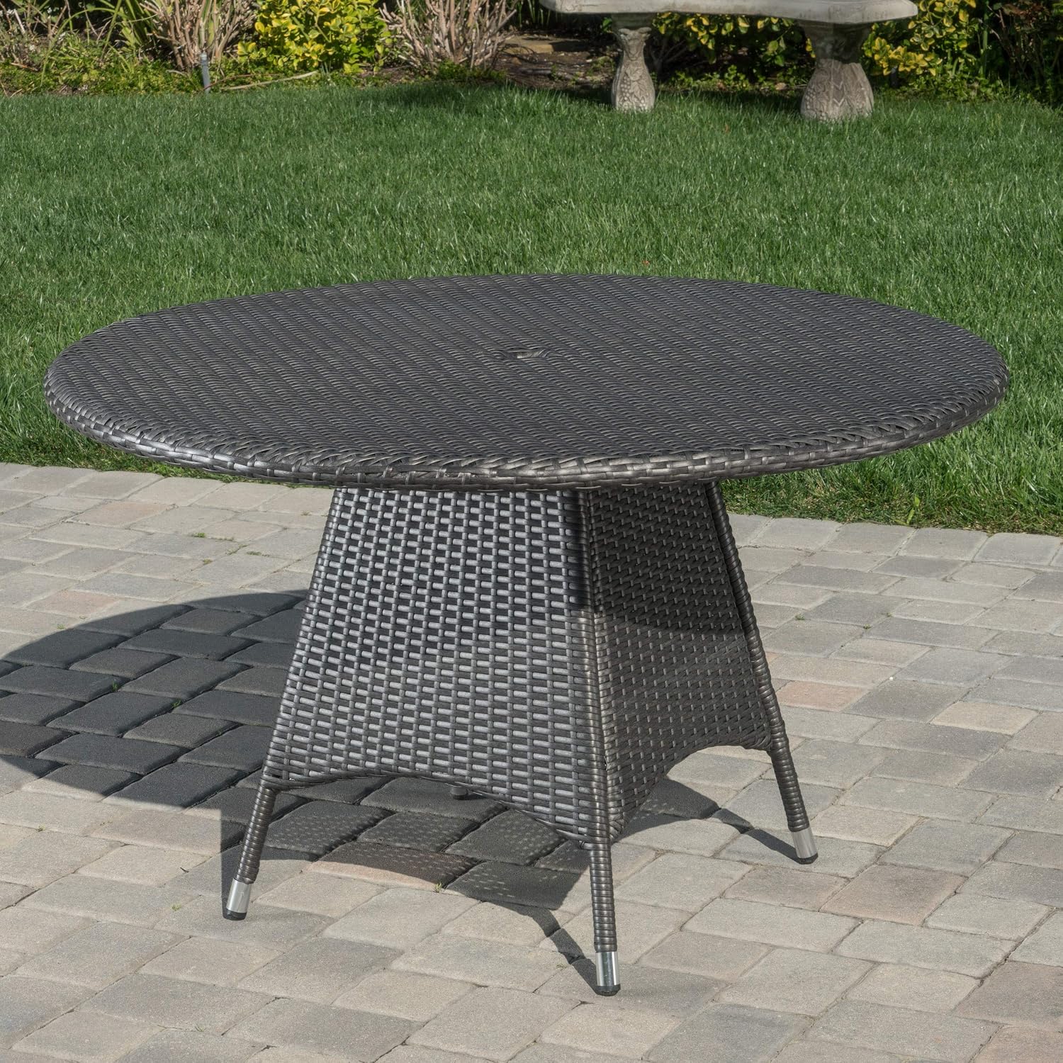 Christopher Knight Home Corsica Wicker Round Dining Table, Grey