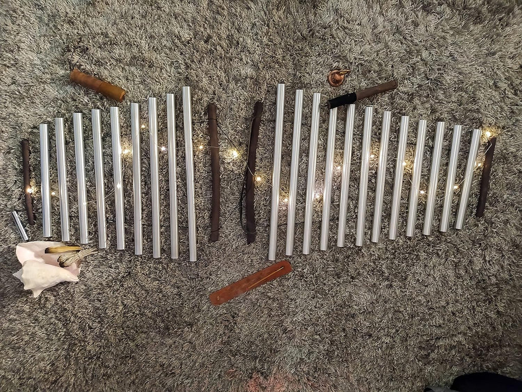 Meditation Chimes 'Silver Moon' Rawa | Sound Healing Instrument | Spiritual Gift | 9 note Handheld Tubular Flow Chimes | Diatonic Xylophone D Minor