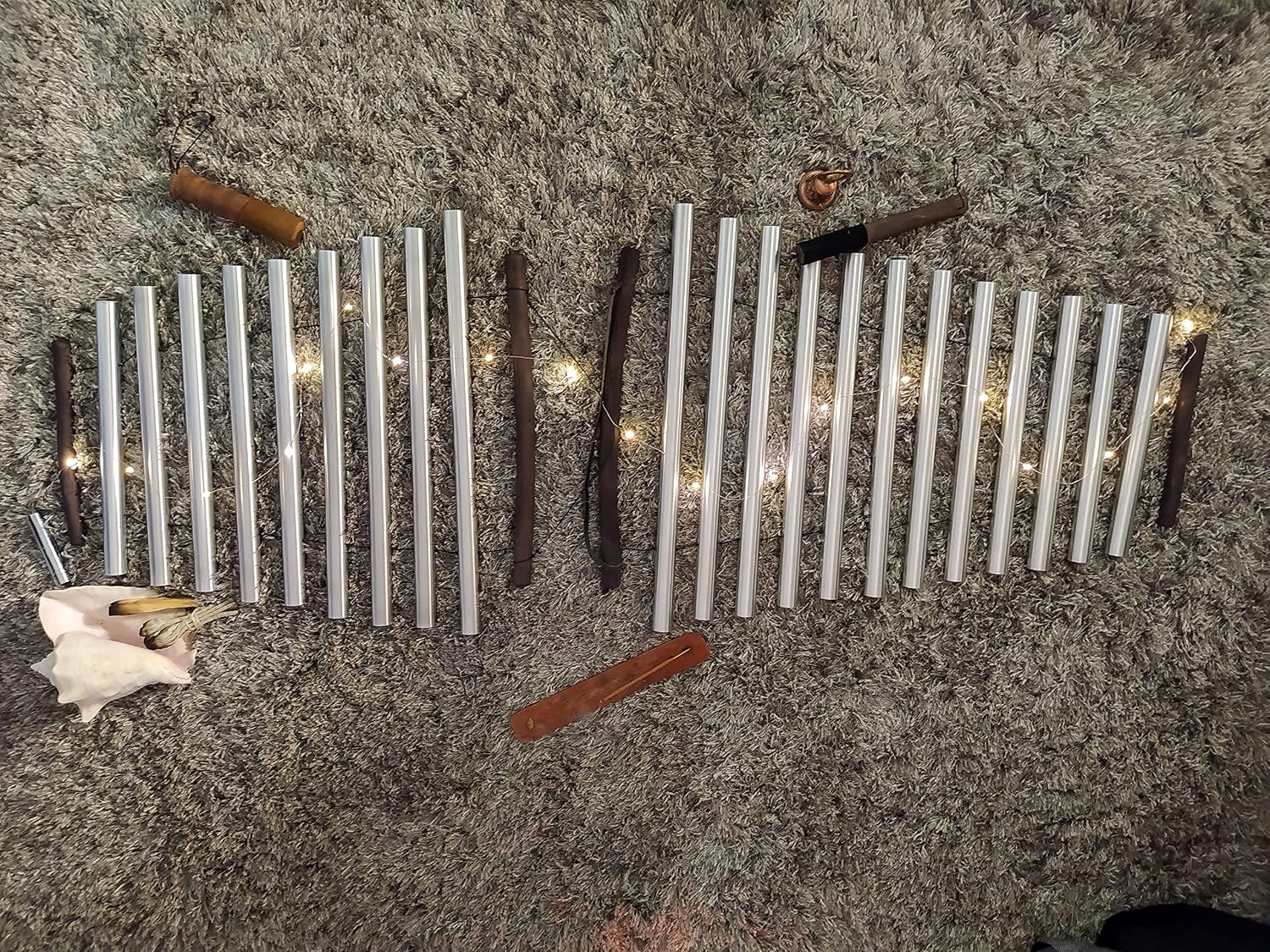 Meditation Chimes 'Silver Moon' Rawa | Sound Healing Instrument | Spiritual Gift | 9 note Handheld Tubular Flow Chimes | Diatonic Xylophone D Minor