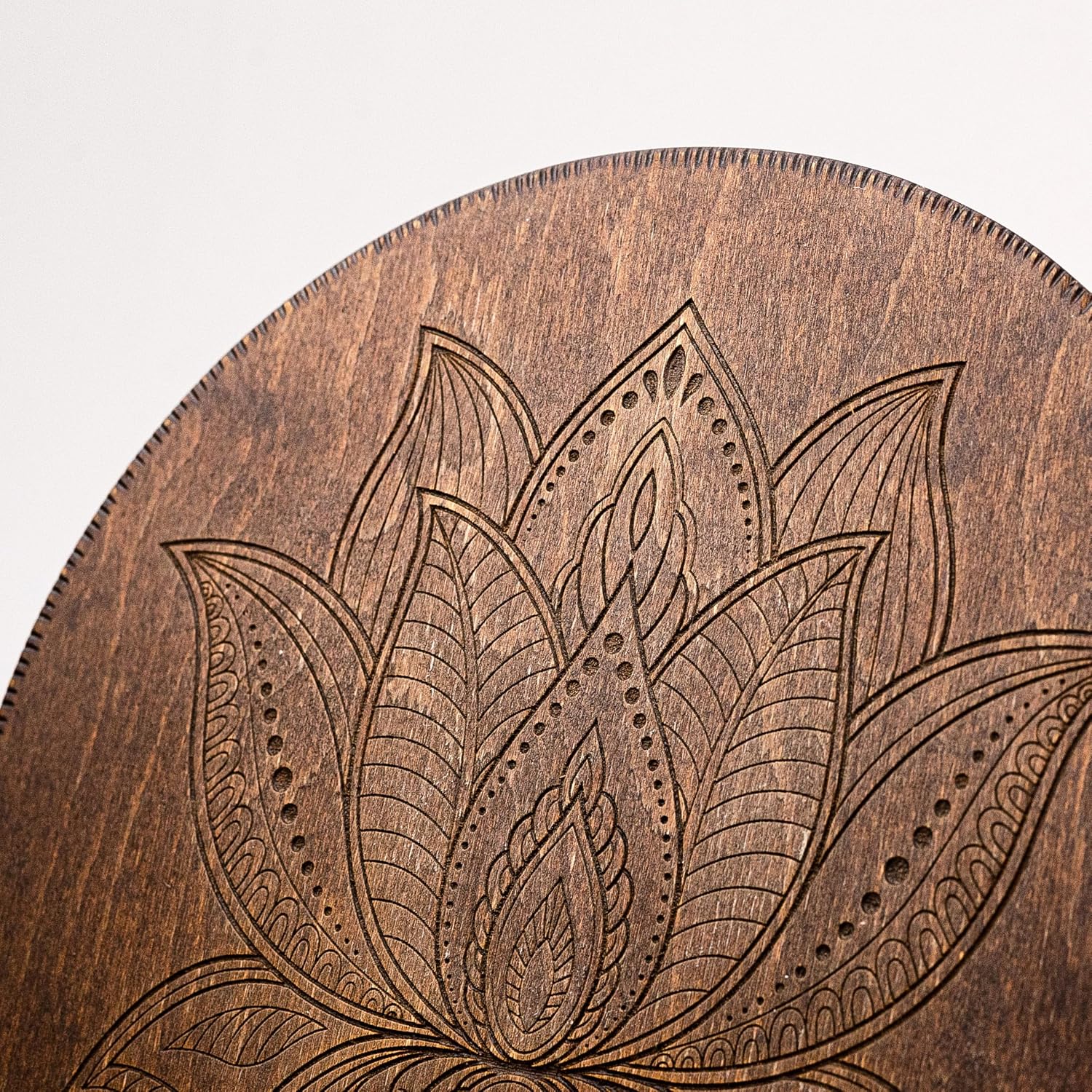 Rain-Fall Disc, 8.6 Inch (22 cm) Wooden Ocean Drum, Gentle Rain Sound for Sound Bath, Meditation & Sound Healing, Elephant & Lotus Design