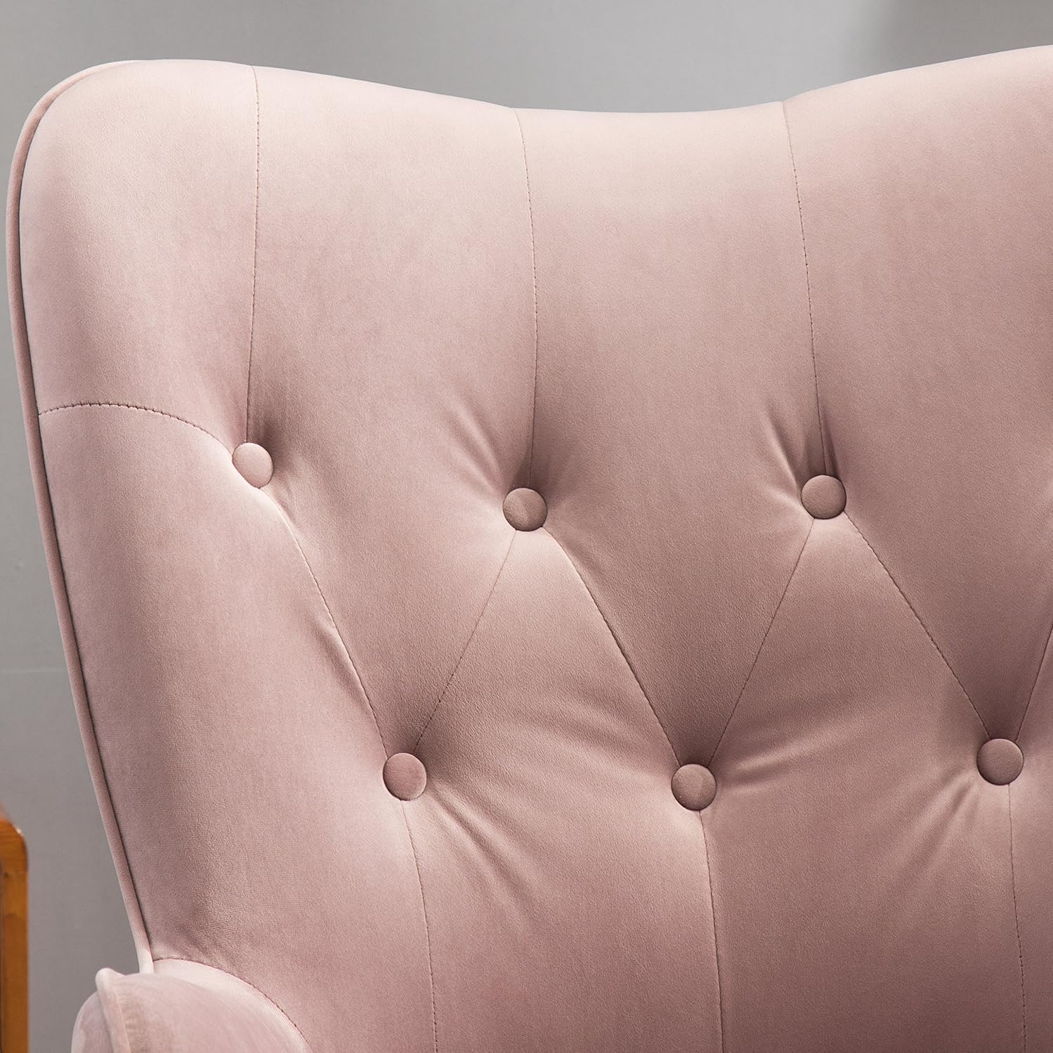Roundhill Furniture Doarnin Contemporary Silky Velvet Tufted Button Back Accent Chair, Mauve