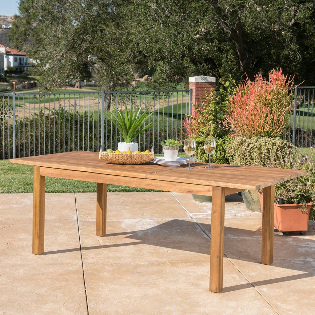Christopher Knight Home Wilson Outdoor Expandable Acacia Wood Dining Table , Teak Finish