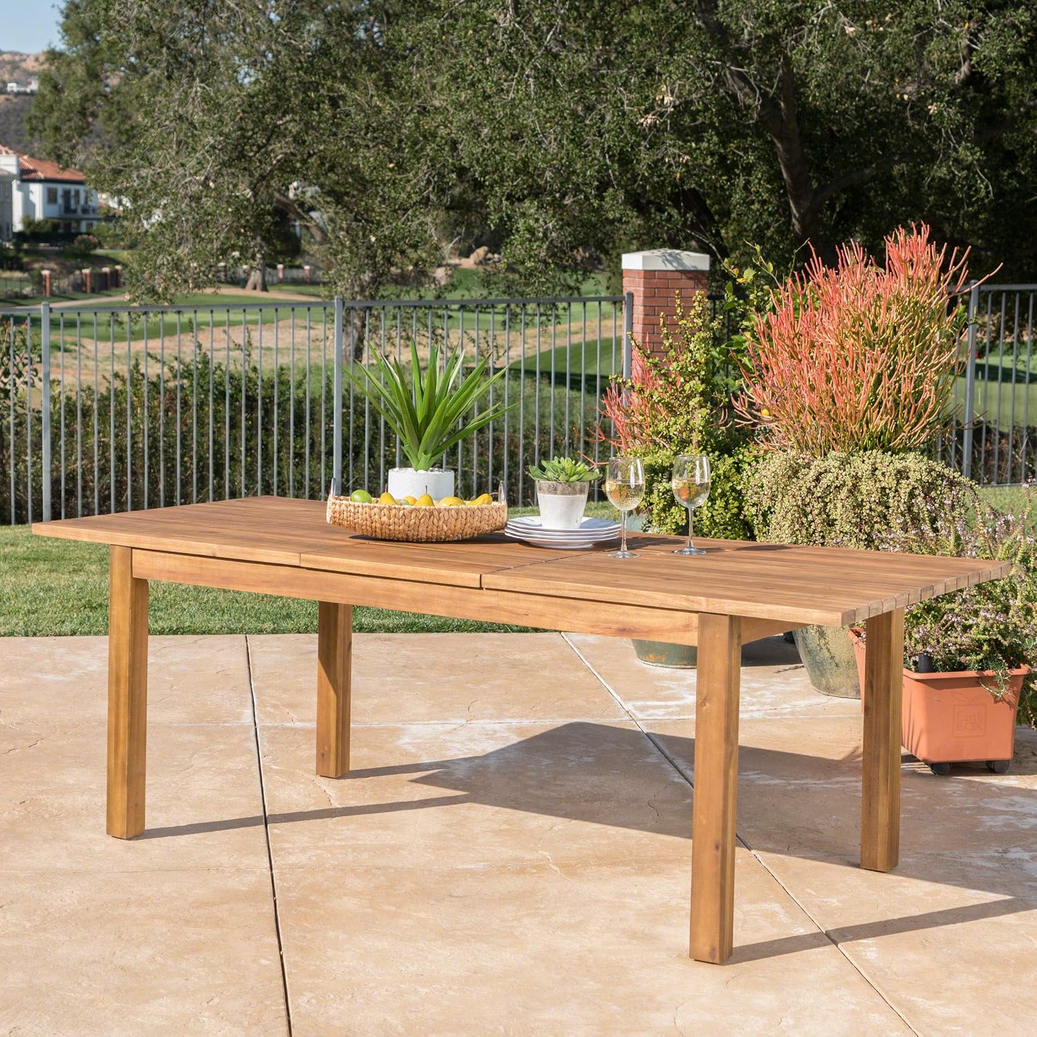 Christopher Knight Home Wilson Outdoor Expandable Acacia Wood Dining Table , Teak Finish