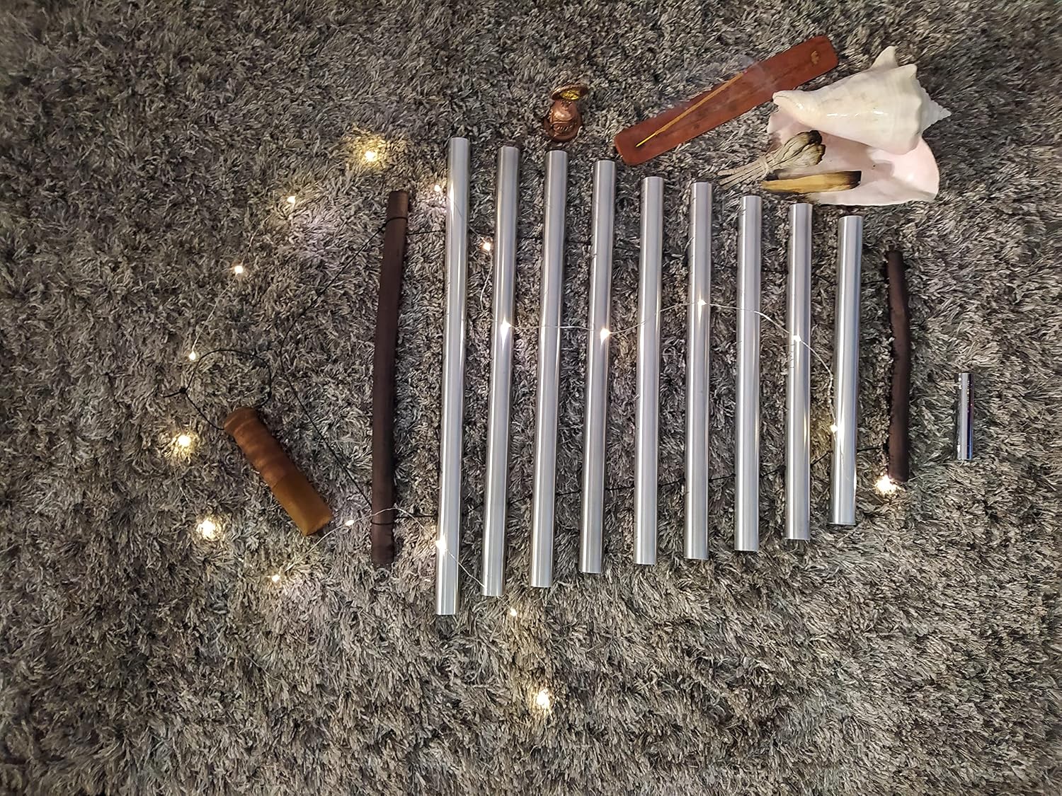 Meditation Chimes 'Silver Moon' Rawa | Sound Healing Instrument | Spiritual Gift | 9 note Handheld Tubular Flow Chimes | Diatonic Xylophone D Minor