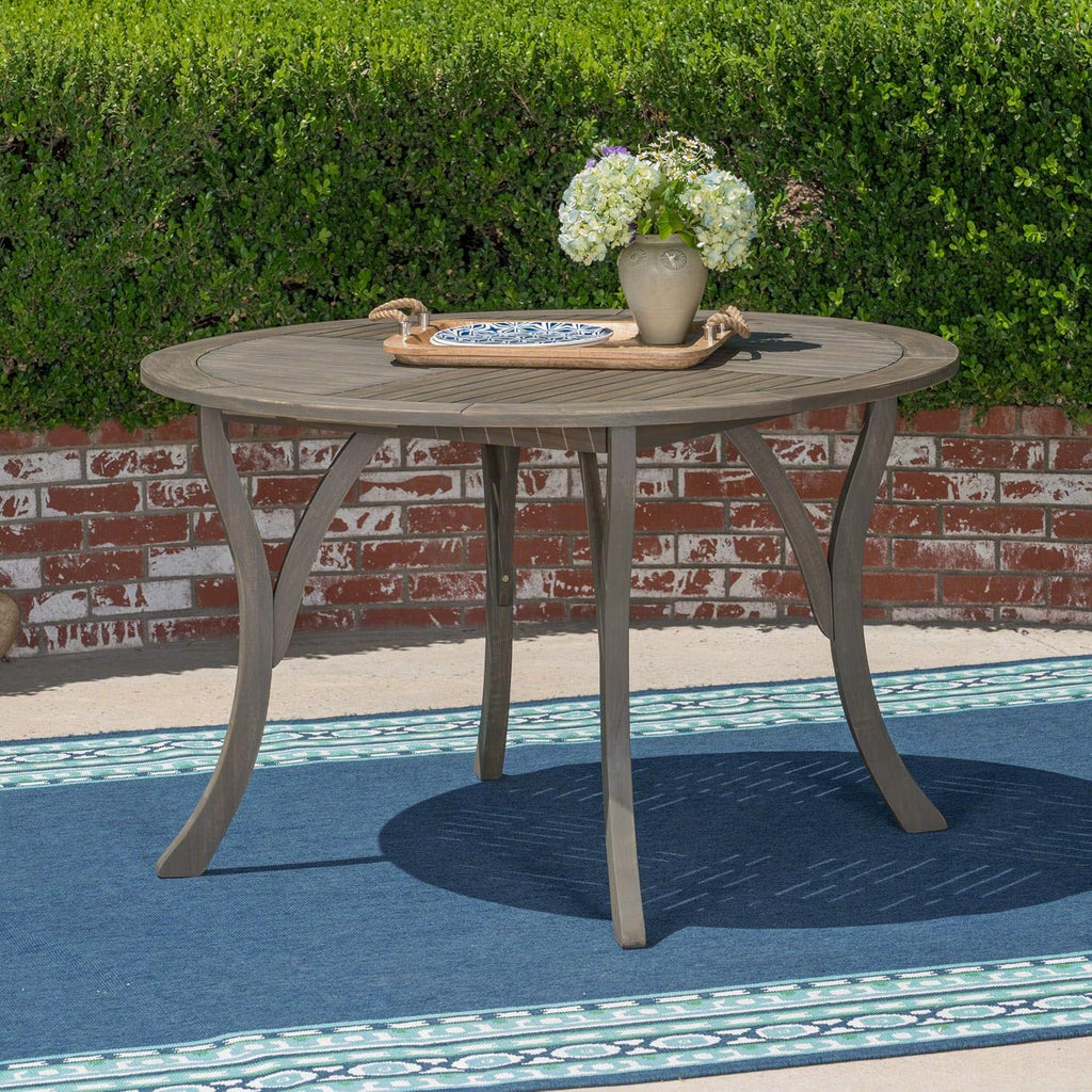 Christopher Knight Home Adn Outdoor 47' Round Acacia Wood Dining Table, Grey