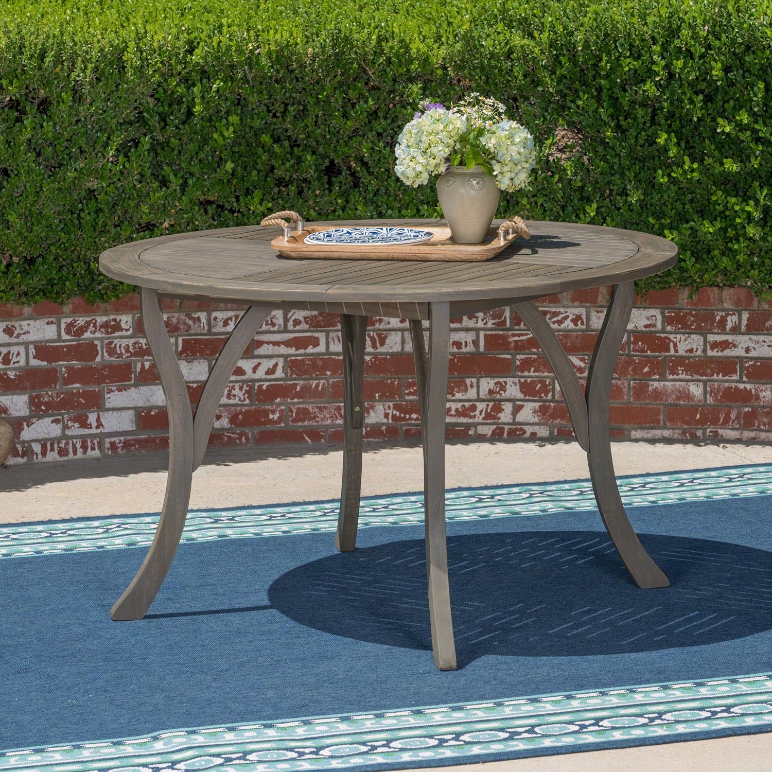 Christopher Knight Home Adn Outdoor 47' Round Acacia Wood Dining Table, Grey