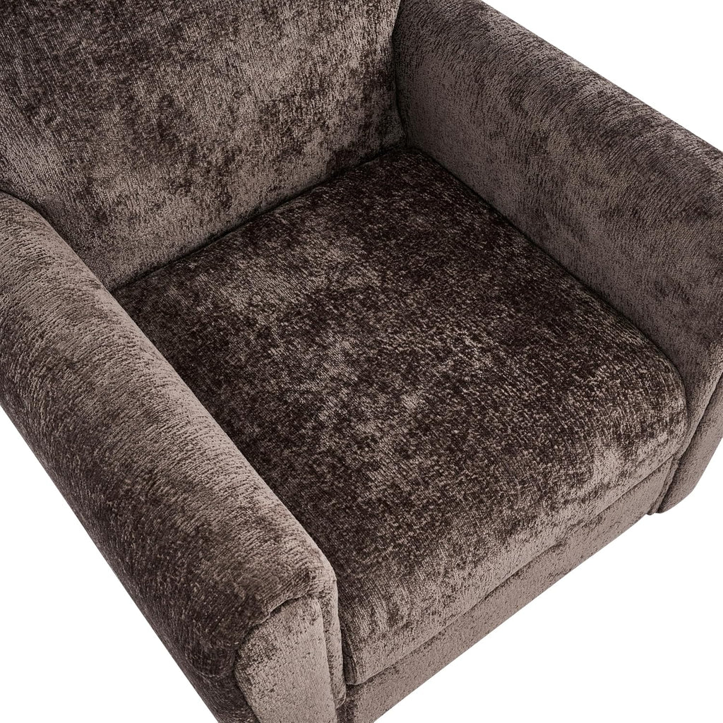 Christopher Knight Home Peysz Modern Accent Chair, Chenille Upholstered Armchair with Rounded Wooden Legs, Comfortable Single Sofa, Soft Cushion Seating, Lounge Chair Indoor, Dark Brown