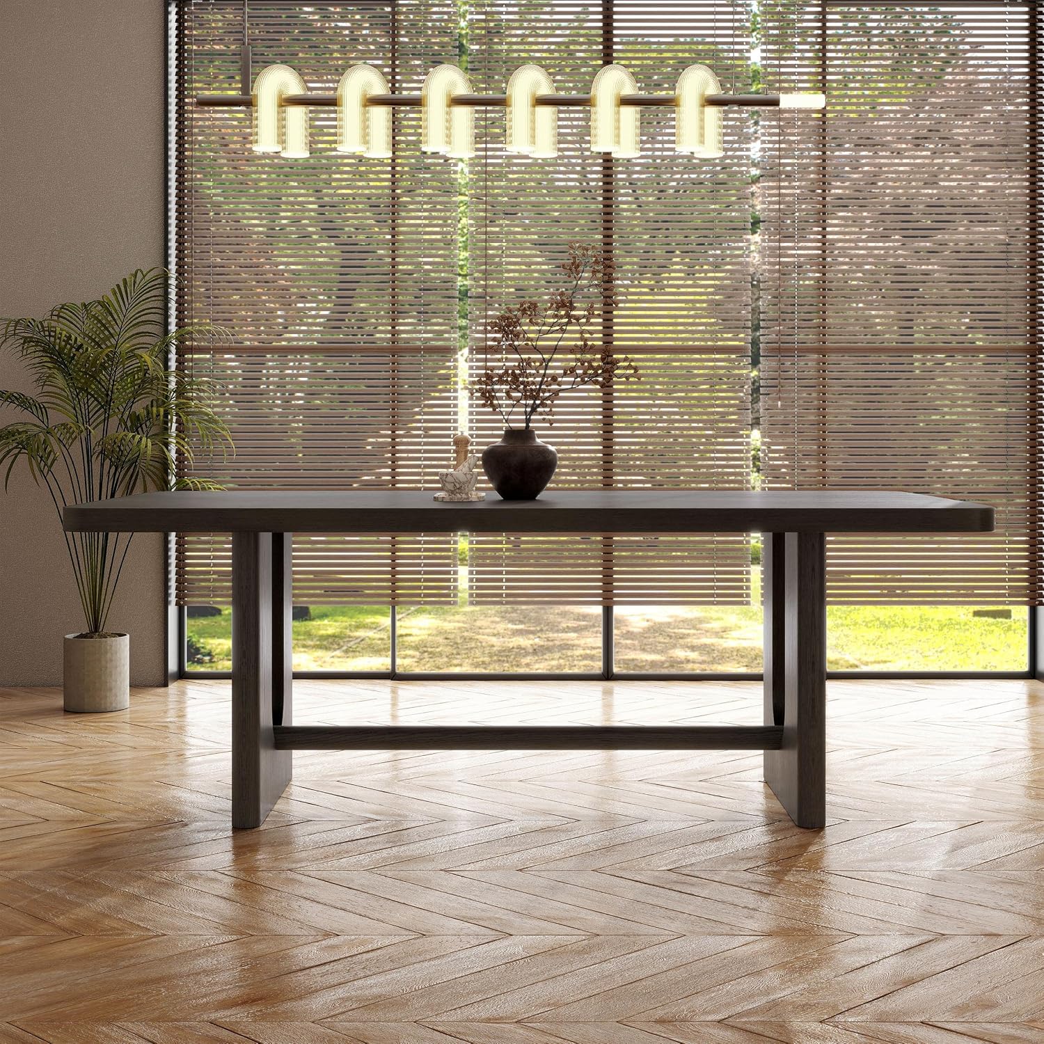 Furniture of America Selyra Modern Solid Wood 80-inch Dining Table with Trestle Base, Seats up to 6, Easy Assembly for Home, Kitchen, Living Room, Ash Grey