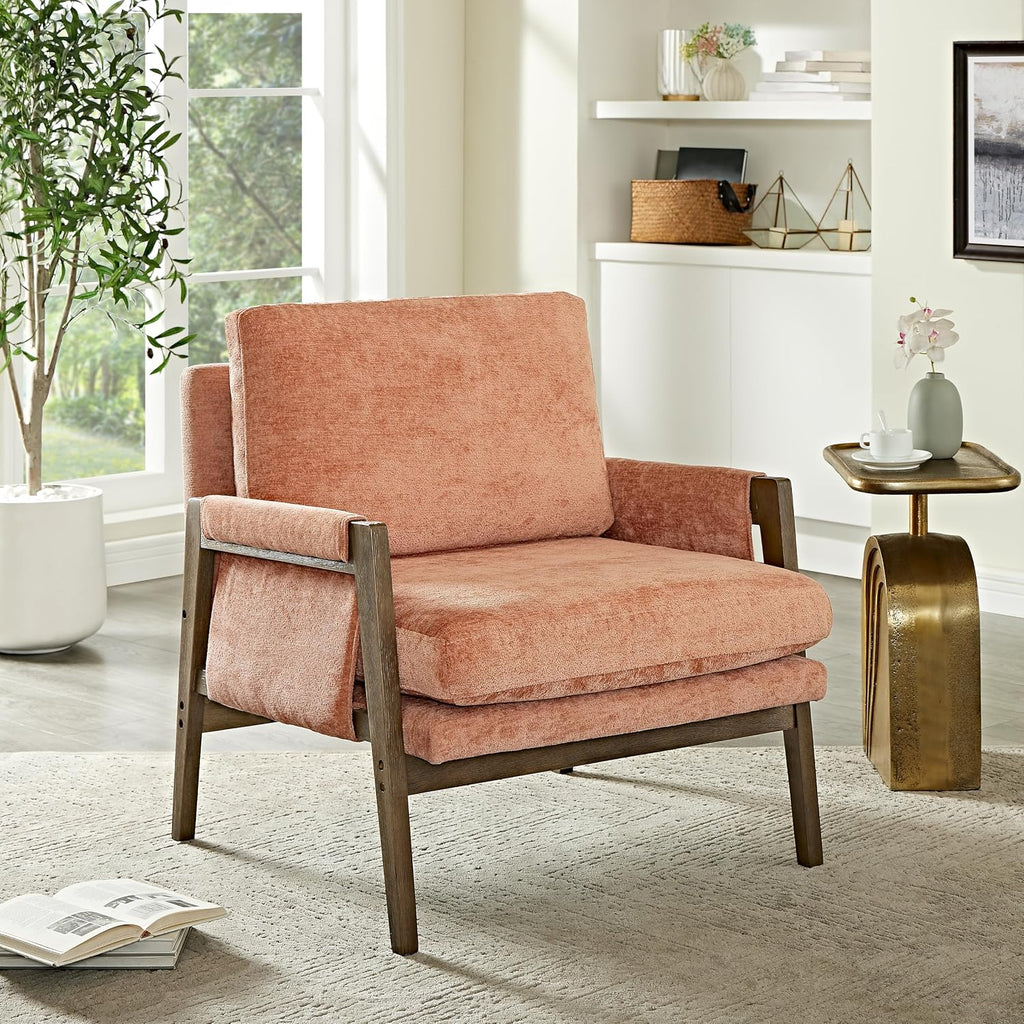 Roundhill Furniture Kelly Mid-Century Modern Accent Armchair, Orange