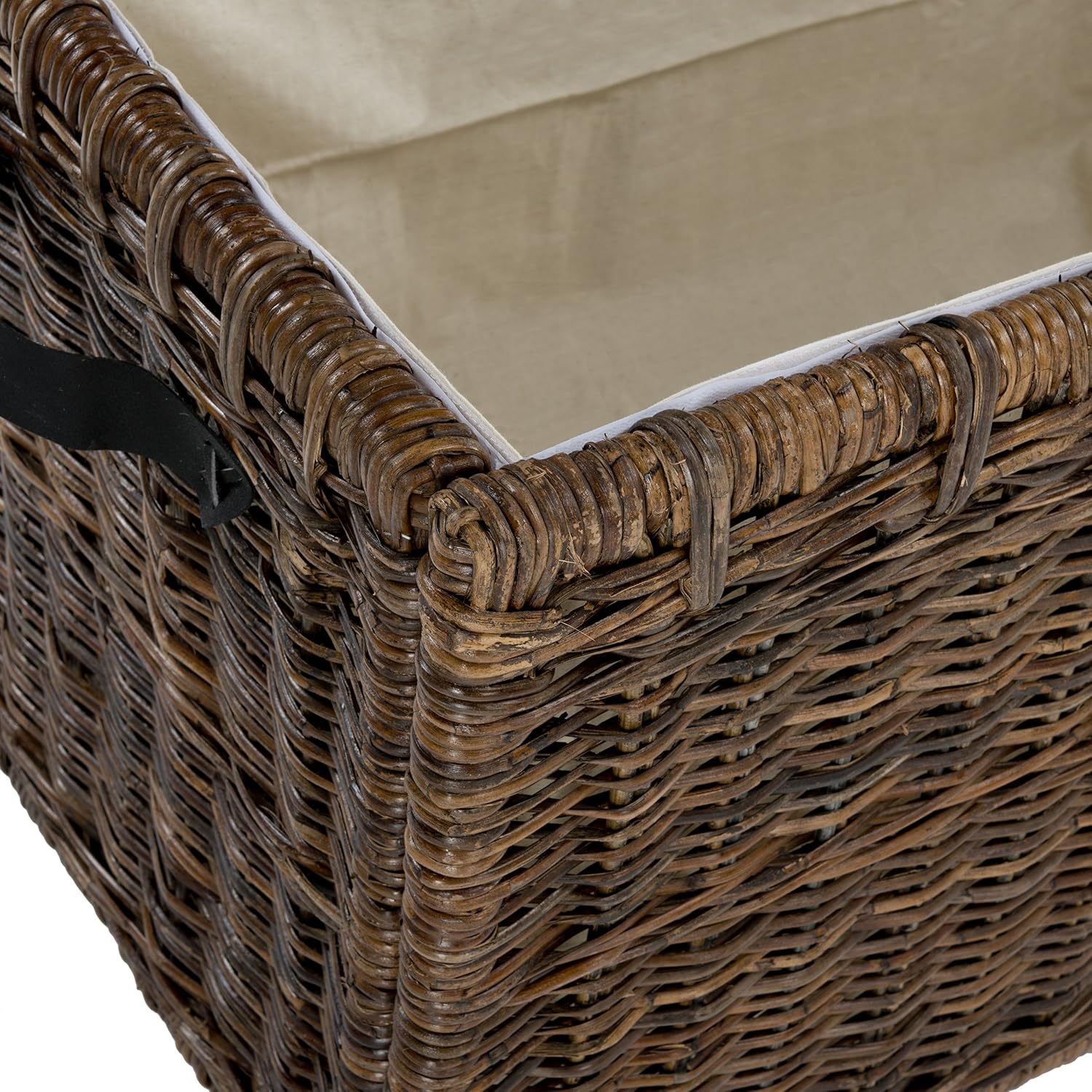 happimess HPM9004A Michael Wicker Storage Trunk Collapsible for flat storage, Rattan-Sarang Buaya, Coastal for Office, Dorm Room, Bedroom, Dining Room, 35', Brown