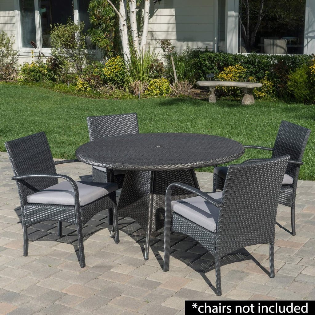 Christopher Knight Home Corsica Wicker Round Dining Table, Grey