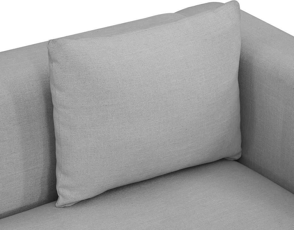 Meridian Furniture 642Grey-S Alfie Collection Modern | Contemporary Sofa with Rich Grey Linen Textured Fabric, Black Finish Solid Wood Base, 90.5' W x 36' D x 28.5' H, Grey