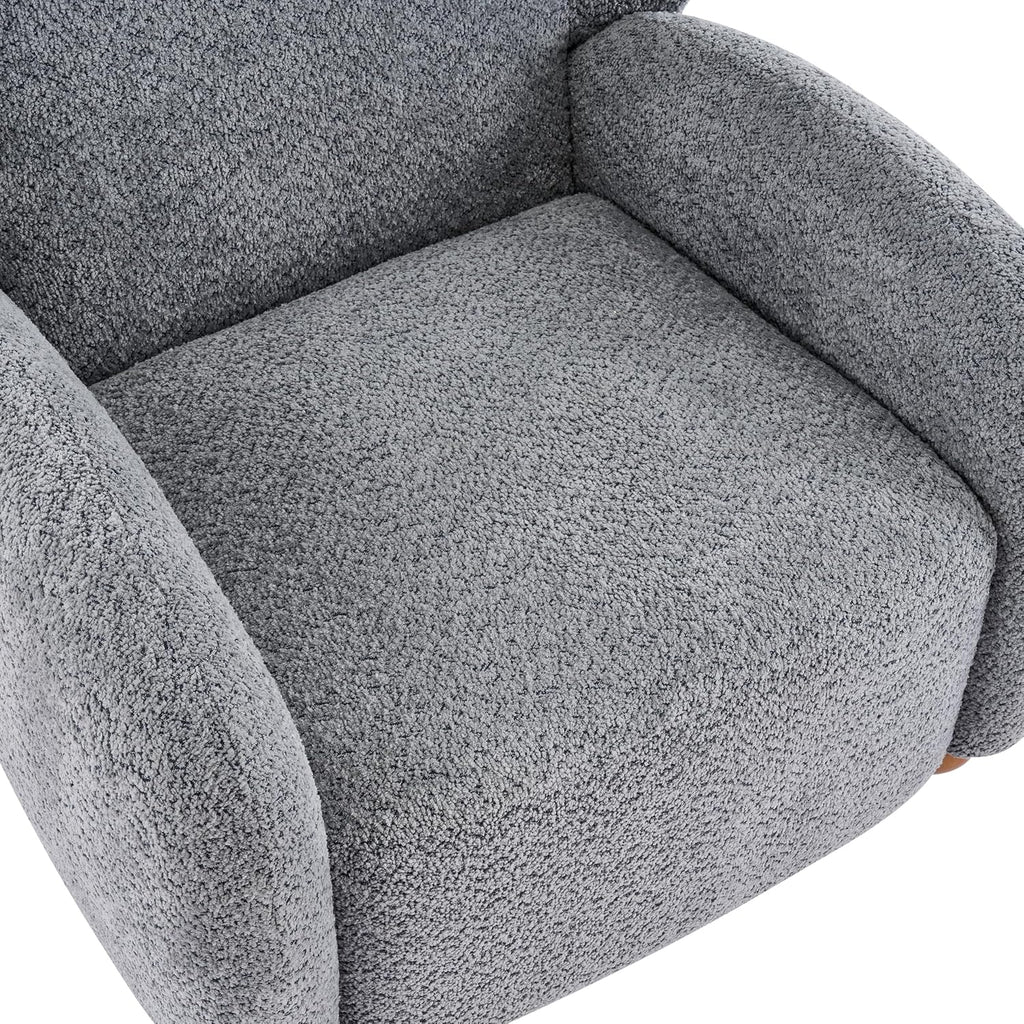 Christopher Knight Home Aiden Boucle Wingback Accent Chair, Fabric Upholstered Club Chair with Wooden Frame, Comfy Reading Chair for Living Room/Bedroom, Dusty Blue+Walnut