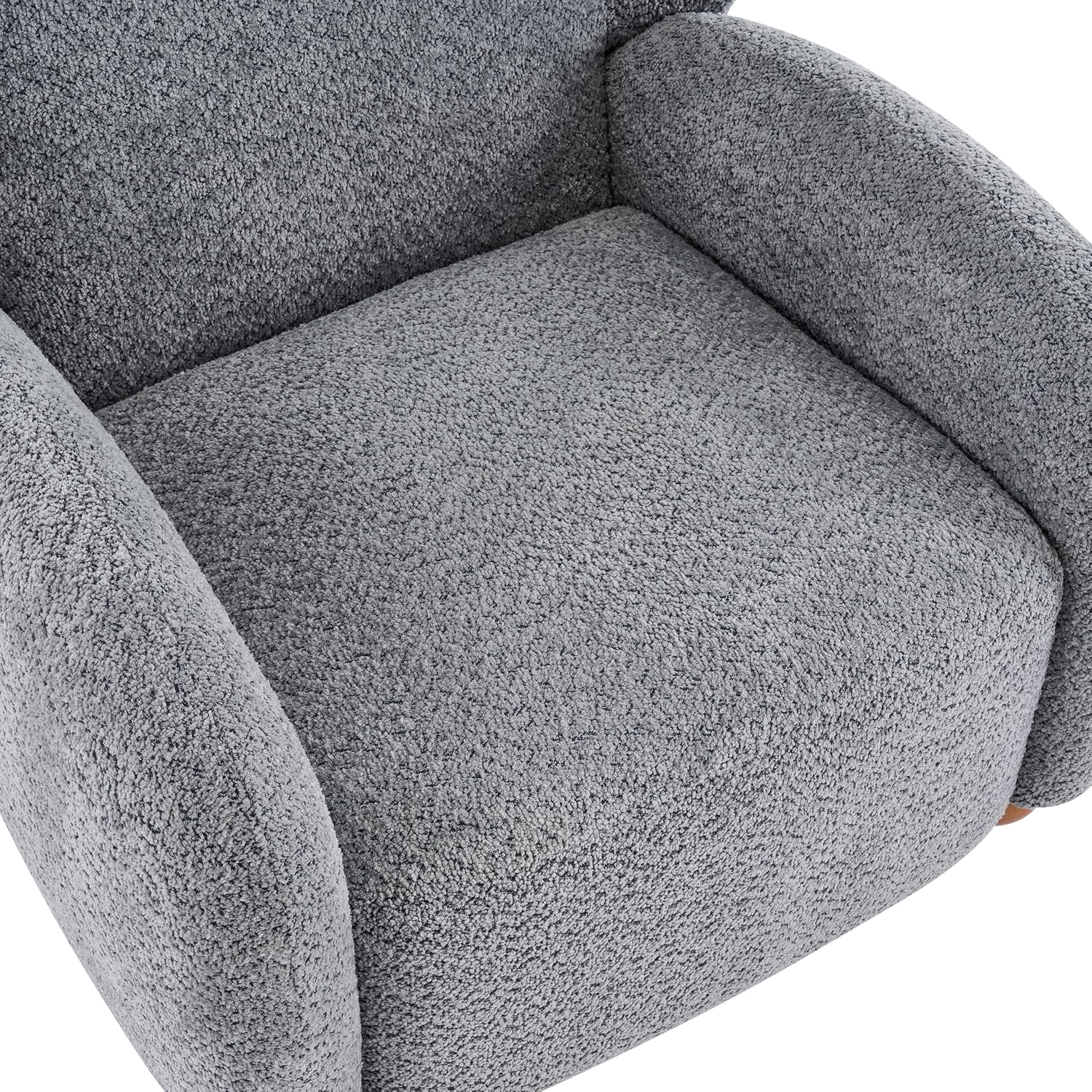 Christopher Knight Home Aiden Boucle Wingback Accent Chair, Fabric Upholstered Club Chair with Wooden Frame, Comfy Reading Chair for Living Room/Bedroom, Dusty Blue+Walnut