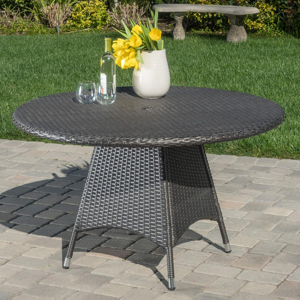 Christopher Knight Home Corsica Wicker Round Dining Table, Grey