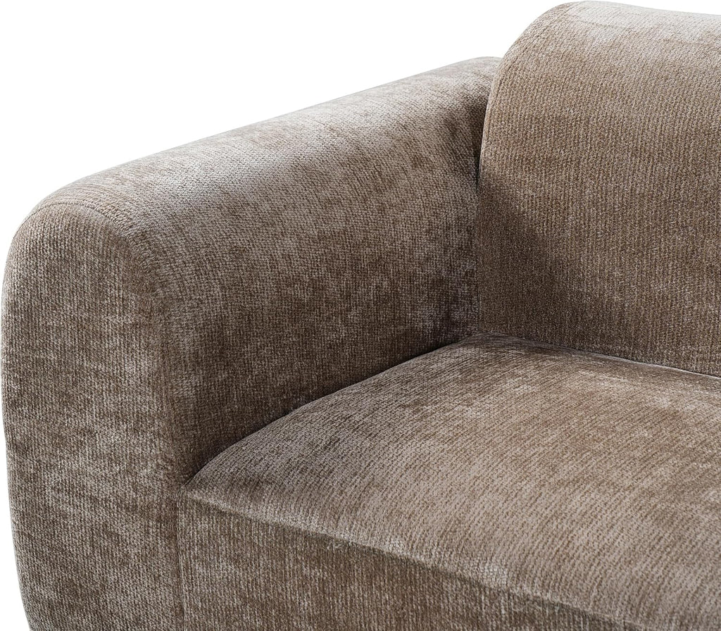 Christopher Knight Home Grelyn 140' Modular Sectional Sofa Couch, Wool Fabric Boneless Cloud Couch, Fully Compressed Home Sofa Living Room, 3-Piece Lounge Sofa with Chaise, Fully Assembled, Brown