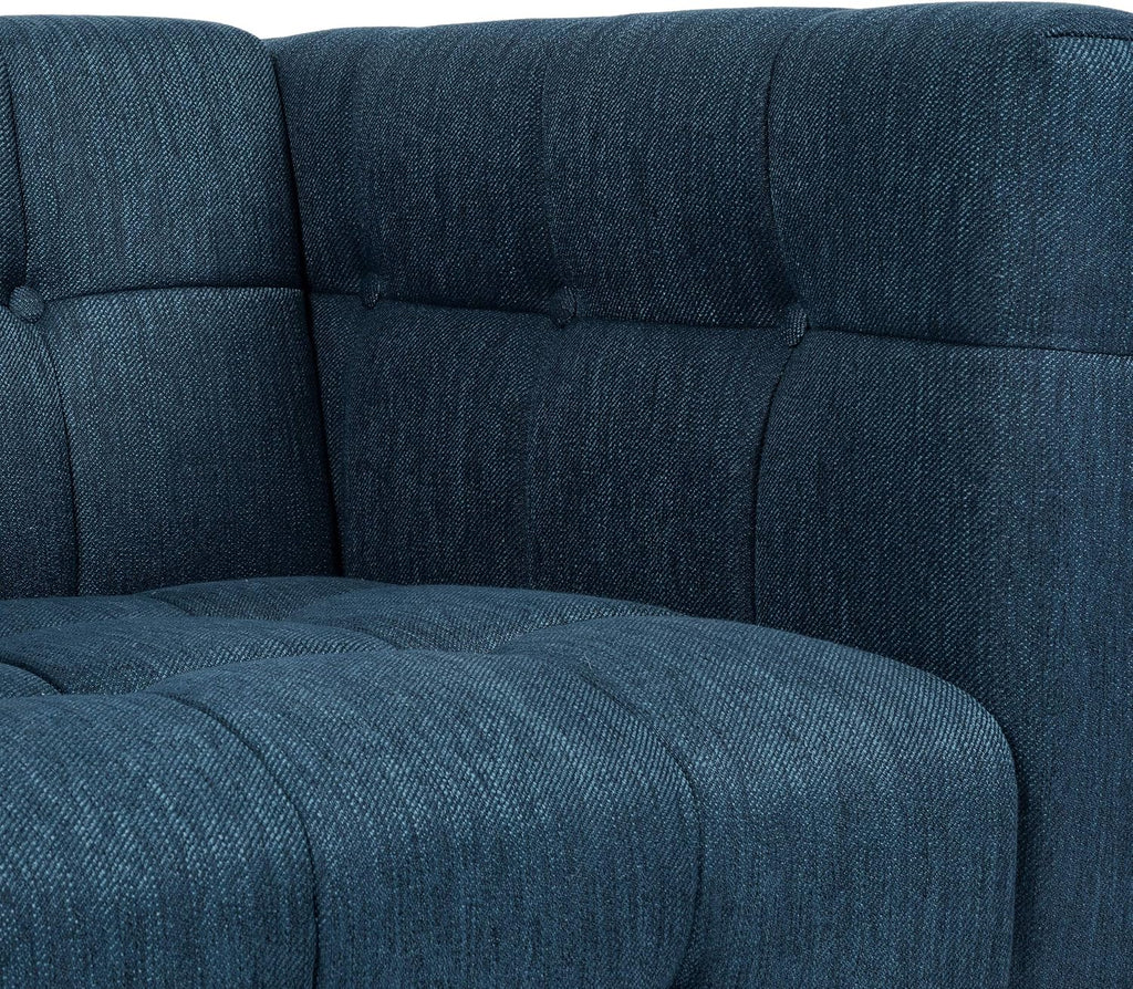 McLarnan Tufted 3 Seater Sofa - Navy Blue/Brown