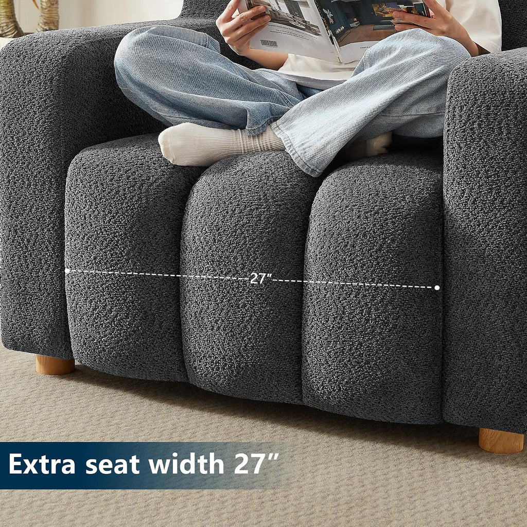 Mofolit Modern Accent Chair w/Chenille Fabric, 40' Wide Upholstered Single Sofa Armchair w/Deep seat for Bedroom,Apartment,Living Room Reading Room (1, Dark Gray)